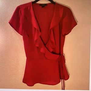 (2) Set Forever 21 RED & PURPLE small ruffle wrap blouse